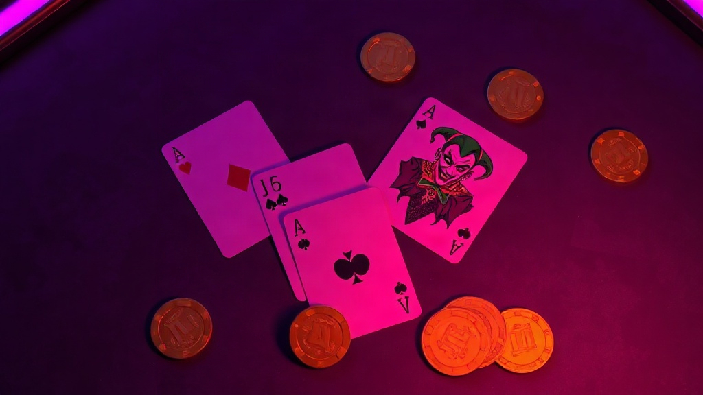 Neon casino card art for Joker's Gambit