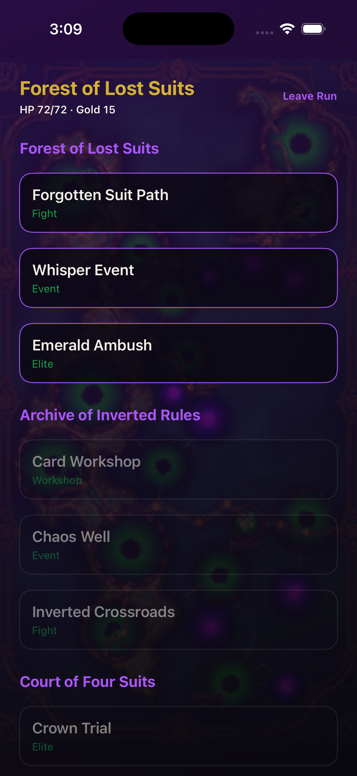 Run map screen